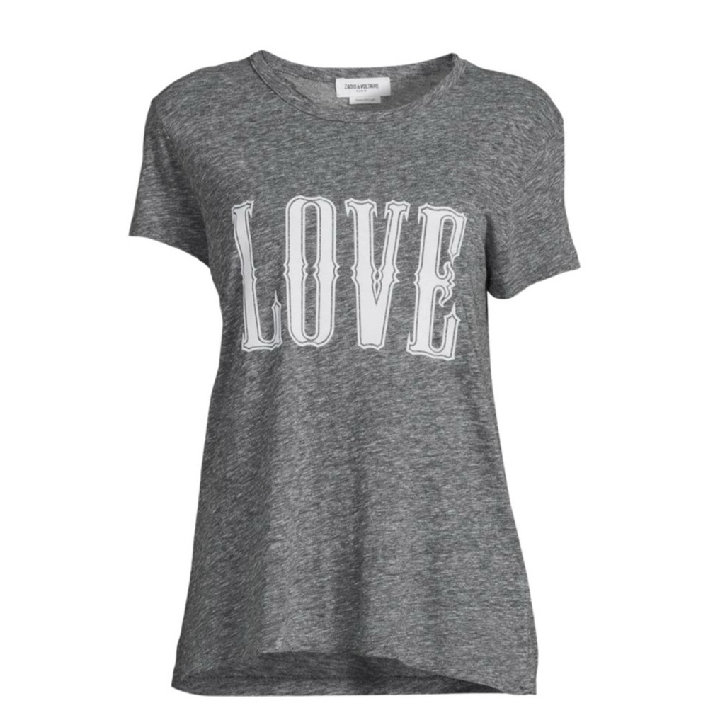 ZADIG & VOLTAIRE NWT WALK CHINE LOVE TEE GRAY - Picture 3 of 8